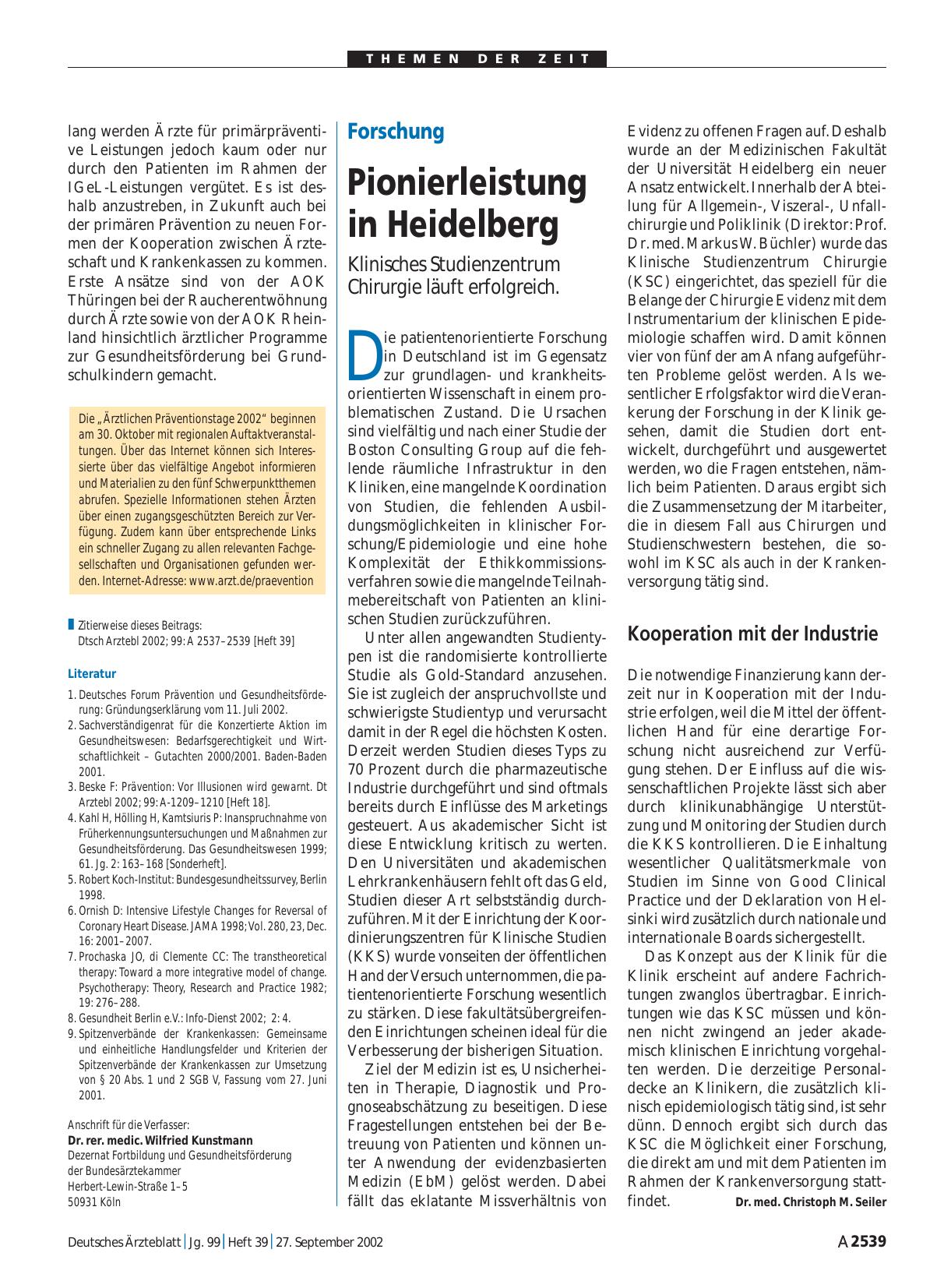 Vorschauseite 1: Forschung: Pionierleistung in Heidelberg