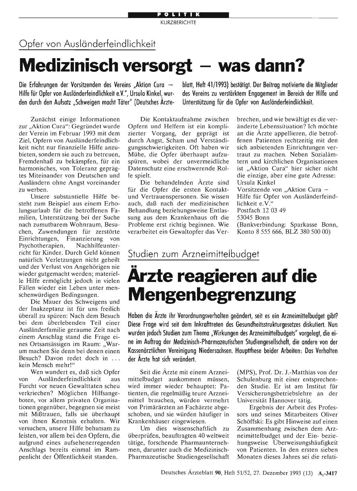 Vorschauseite 1: Studien zum Arzneimittelbudget: Ärzte reagieren auf die Mengenbegrenzung