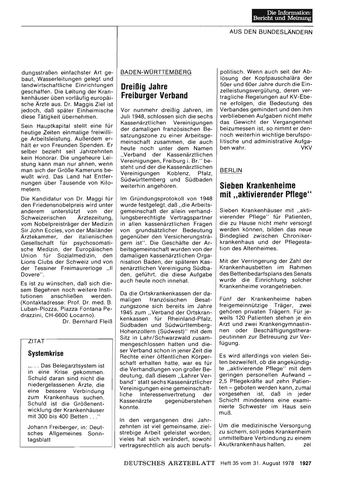 Vorschauseite 1: Berlin: Sieben Krankenheime mit „aktivierender Pflege“