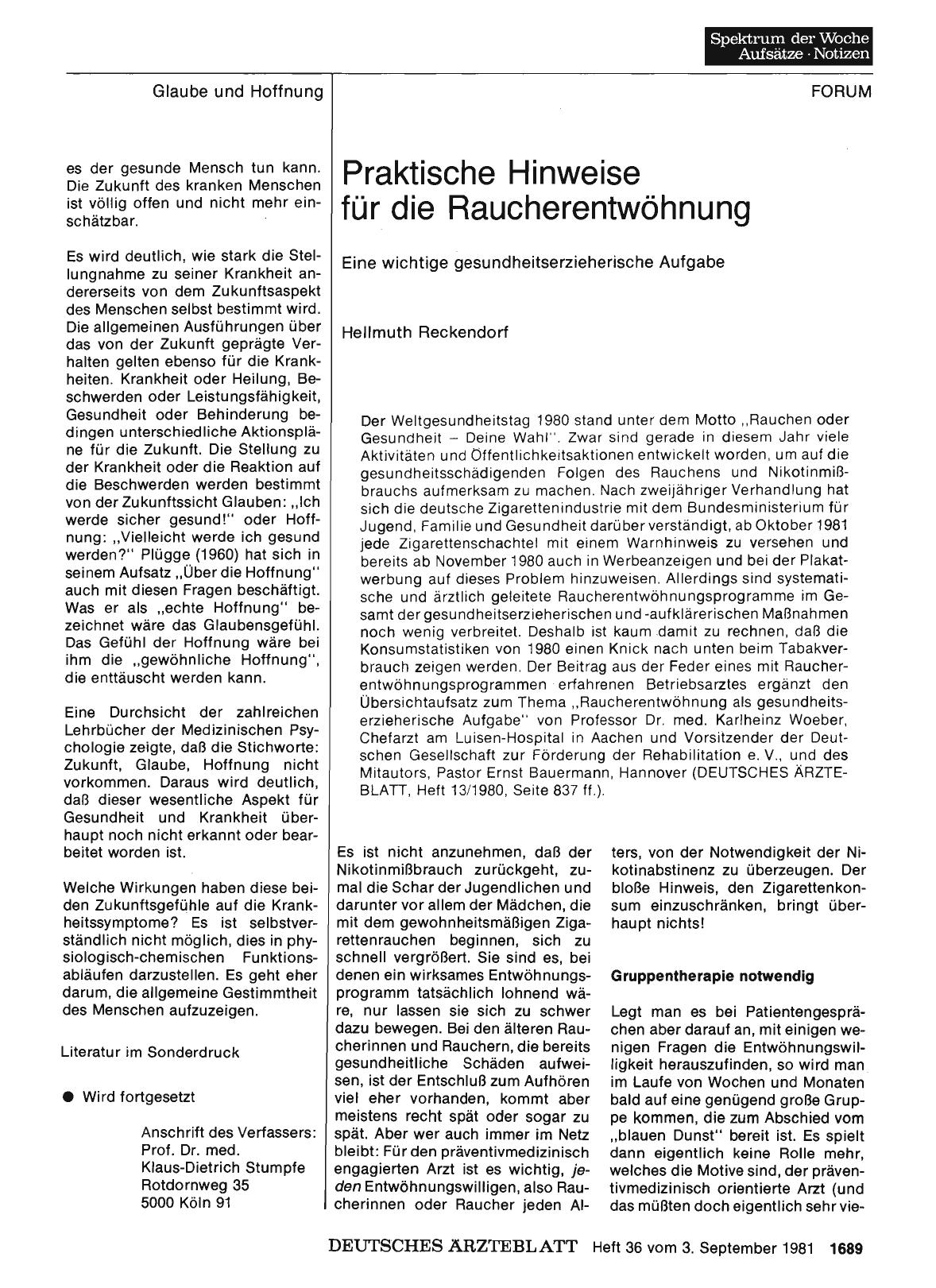 Vorschauseite 1: Praktische Hinweise für die Raucherentwöhnung