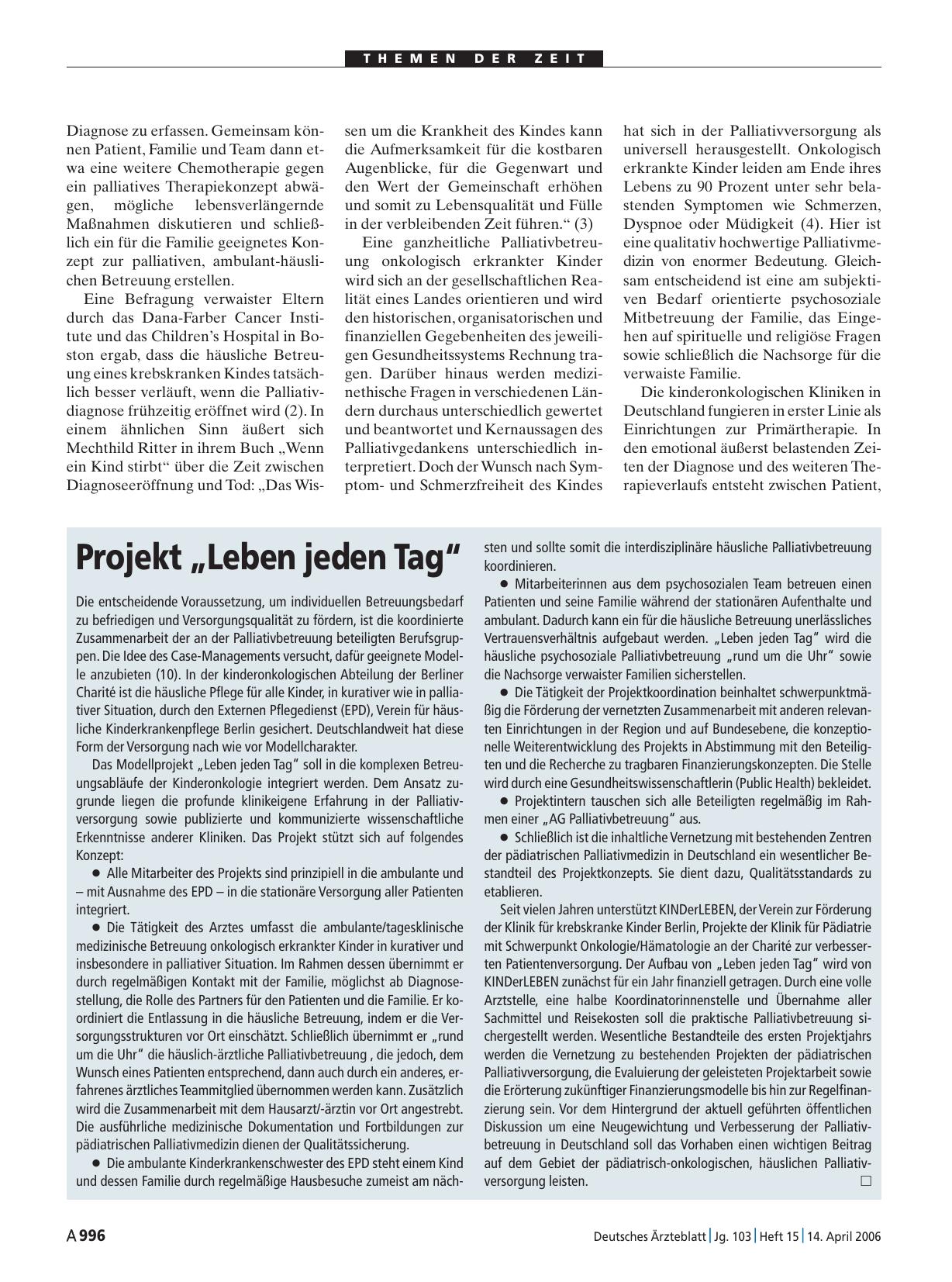 Vorschauseite 1: Projekt „Leben jeden Tag“