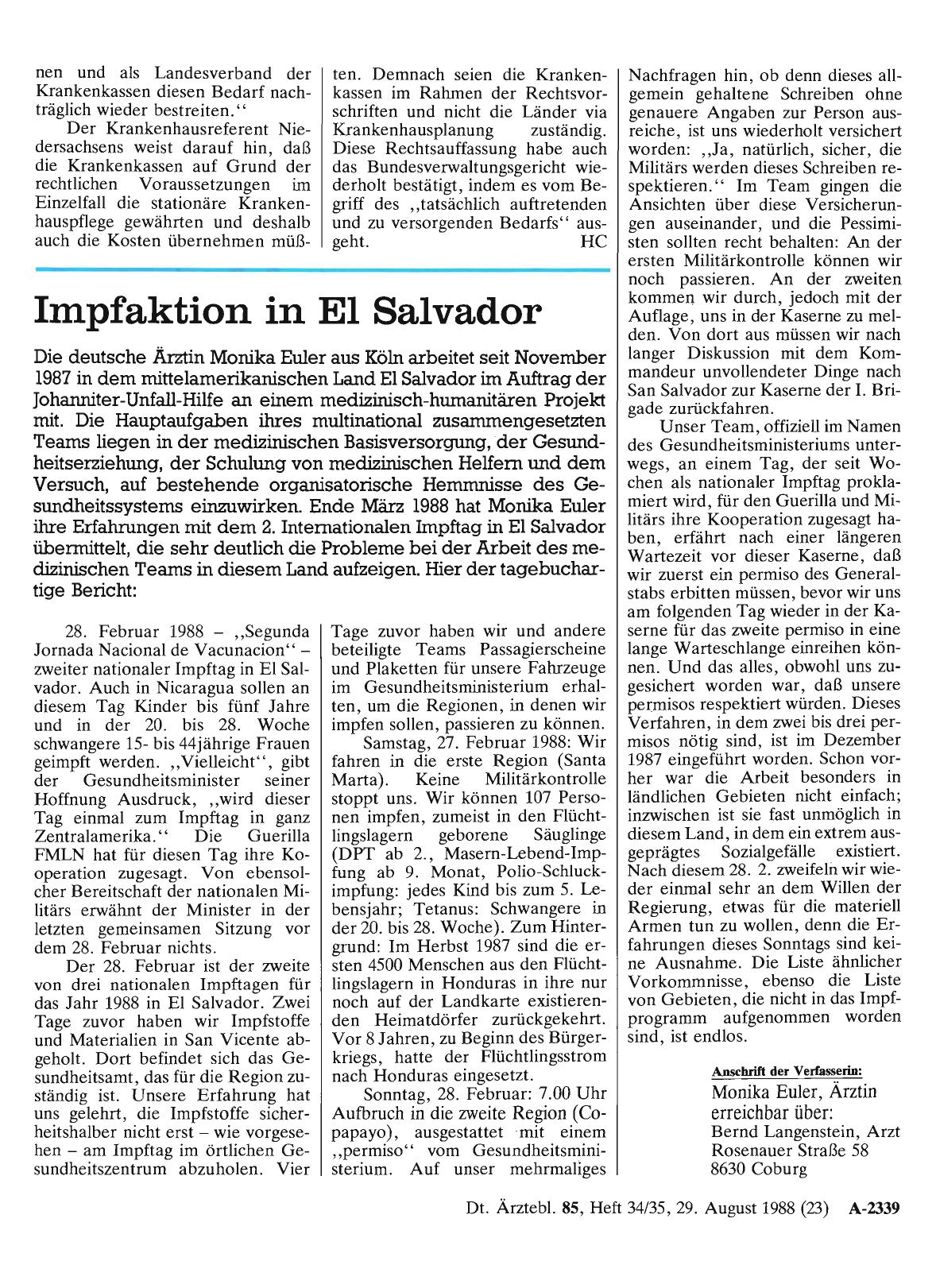 Vorschauseite 1: Impfaktion in El Salvador