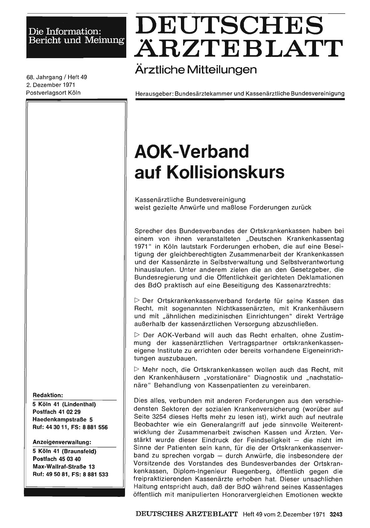 Vorschauseite 1: AOK-Verband auf Kollisionskurs