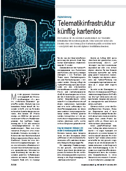 Vorschauseite 1: Digitalisierung: Telematikinfrastruktur künftig kartenlos