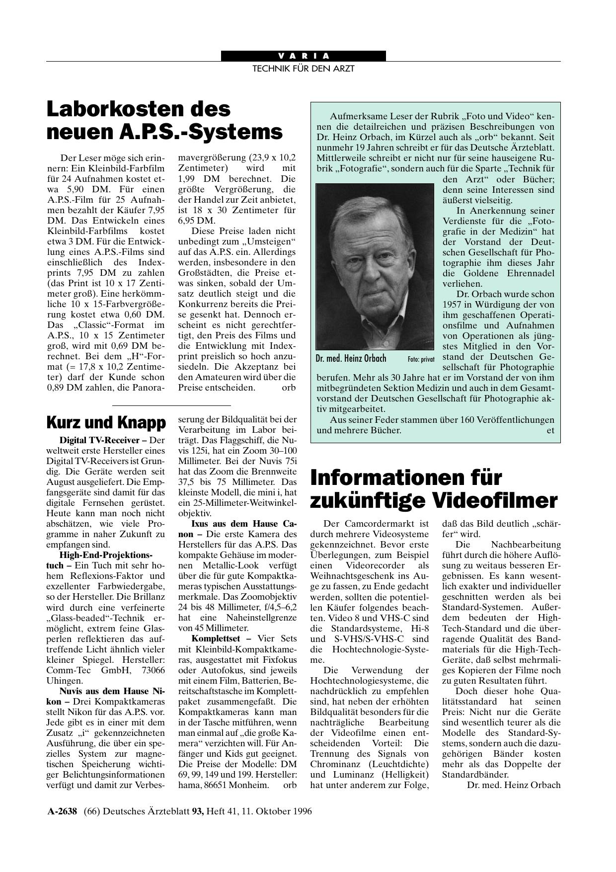 Vorschauseite 1: Laborkosten des neuen A. P. S. -Systems