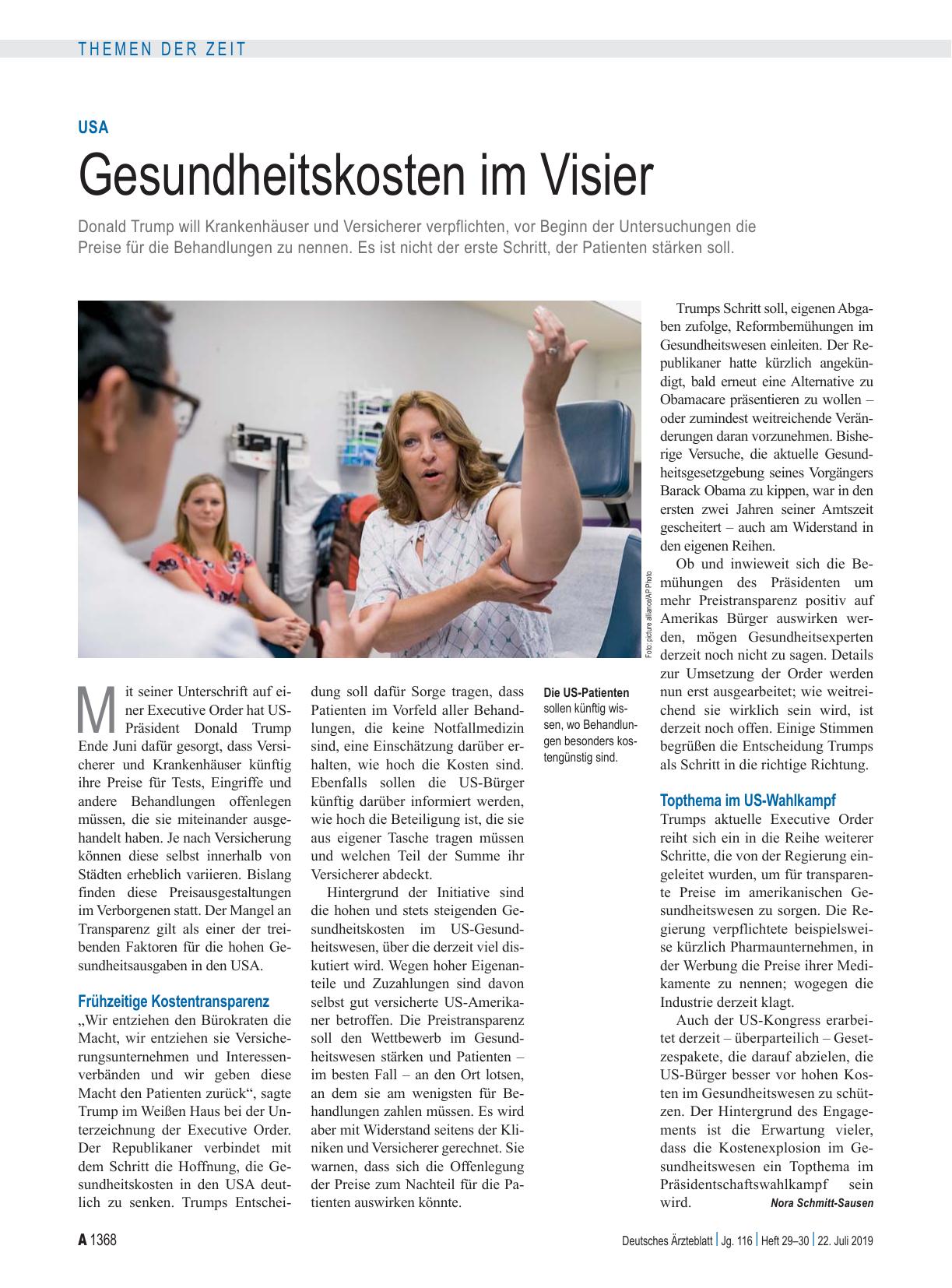 Vorschauseite 1: USA: Gesundheitskosten im Visier