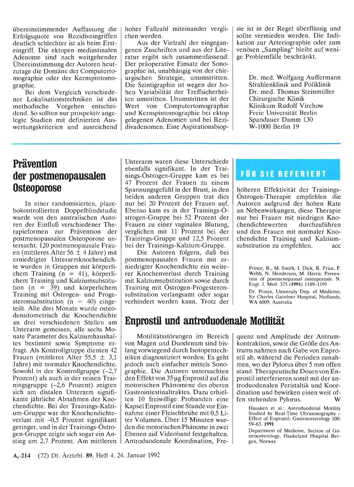 Vorschauseite 1: Enprostil und antroduodenale Motilität