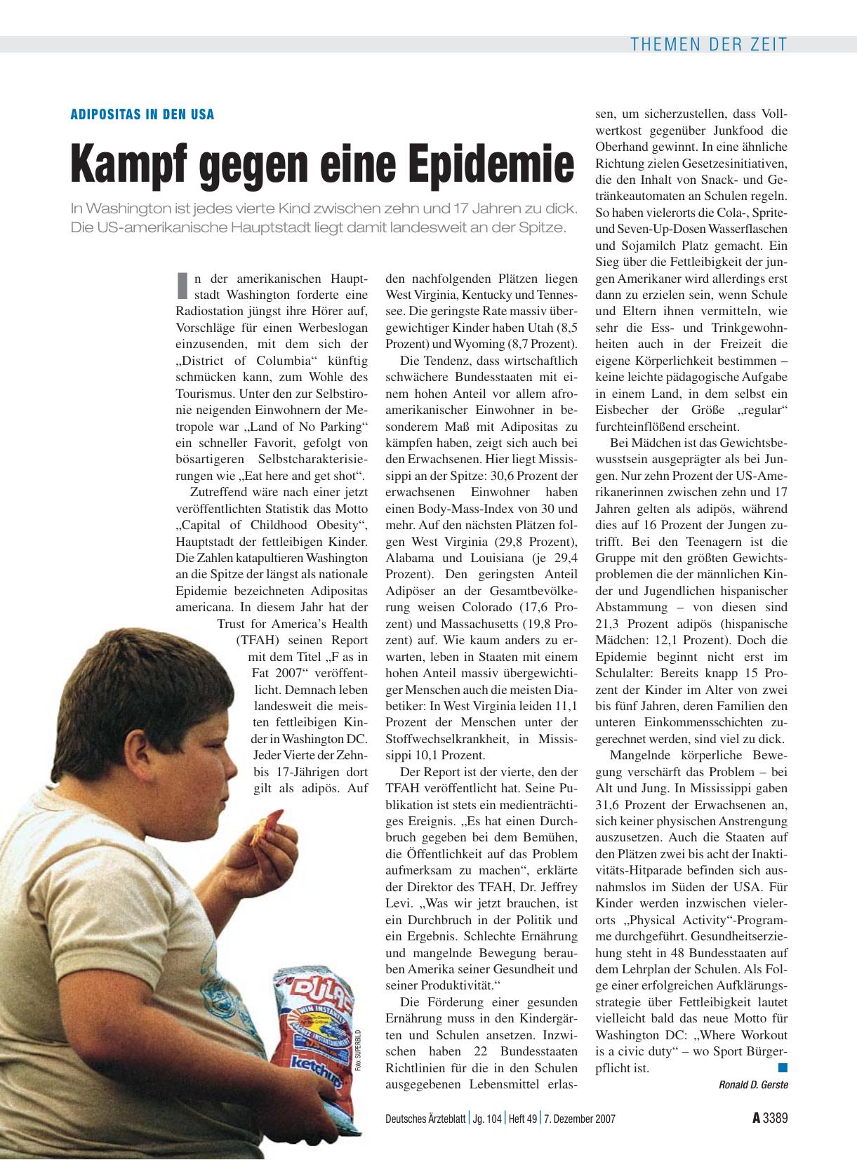 Vorschauseite 1: Adipositas in den USA: Kampf gegen eine Epidemie