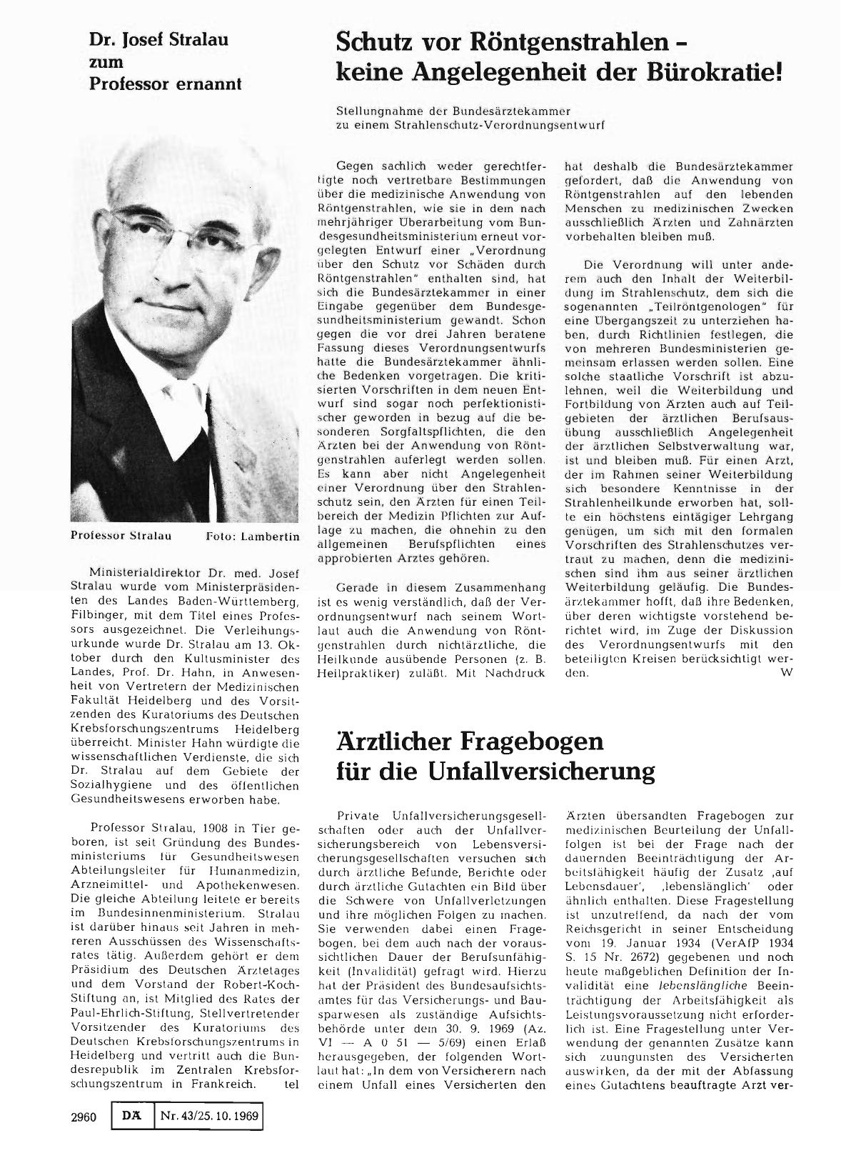 Vorschauseite 1: Dr. Josef Stralau zum Professor ernannt