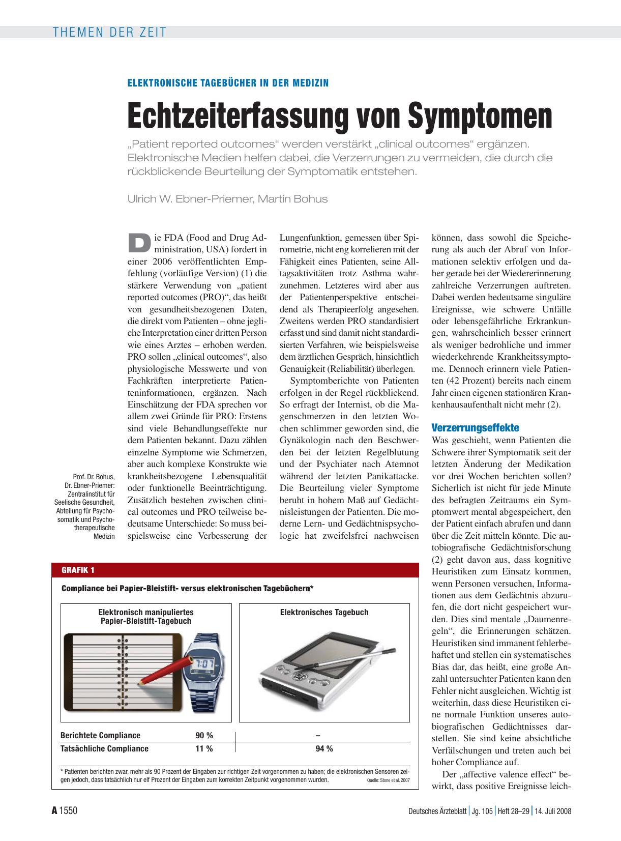Vorschauseite 1: Elektronische Tagebücher in der Medizin: Echtzeiterfassung von Symptomen