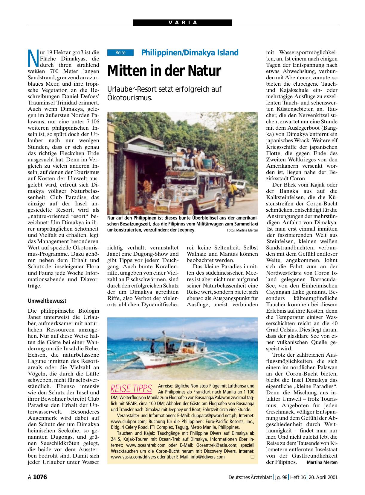 Vorschauseite 1: Philippinen/Dimakya Island: Mitten in der Natur