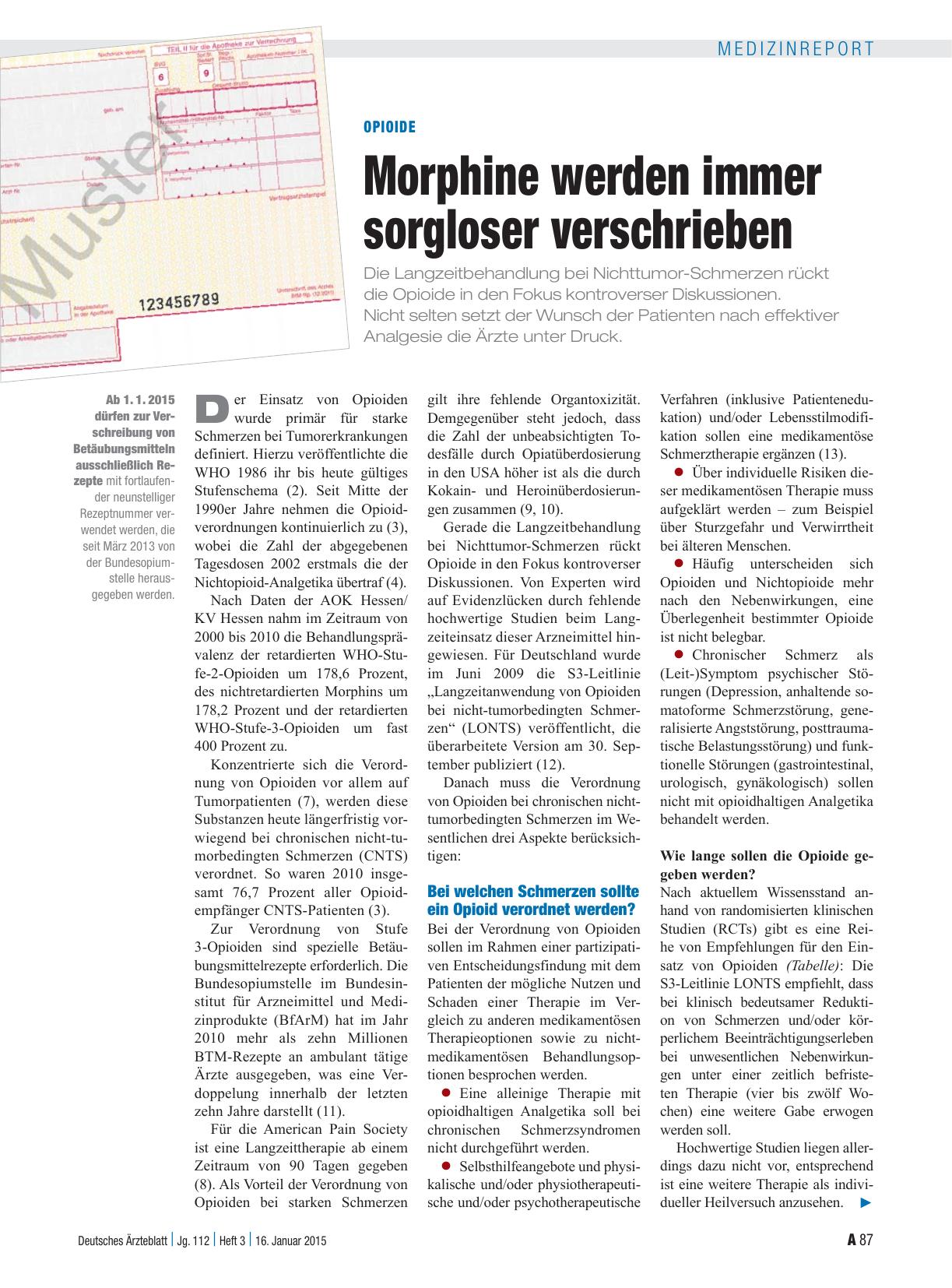 Vorschauseite 1: Opioide: Morphine werden immer sorgloser verschrieben