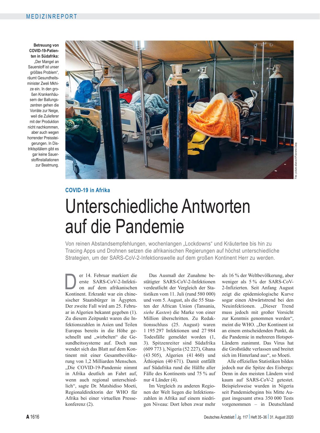 Vorschauseite 1: COVID-19 in Afrika: Unterschiedliche Antworten auf die Pandemie