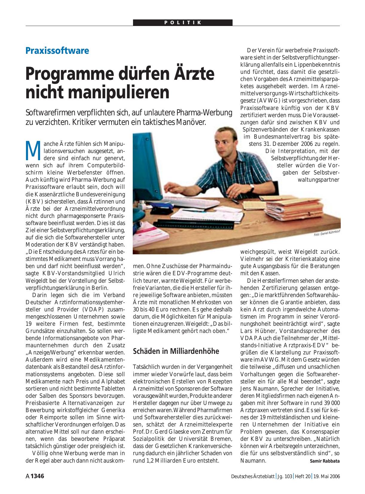 Vorschauseite 1: Praxissoftware: Programme dürfen Ärzte nicht manipulieren