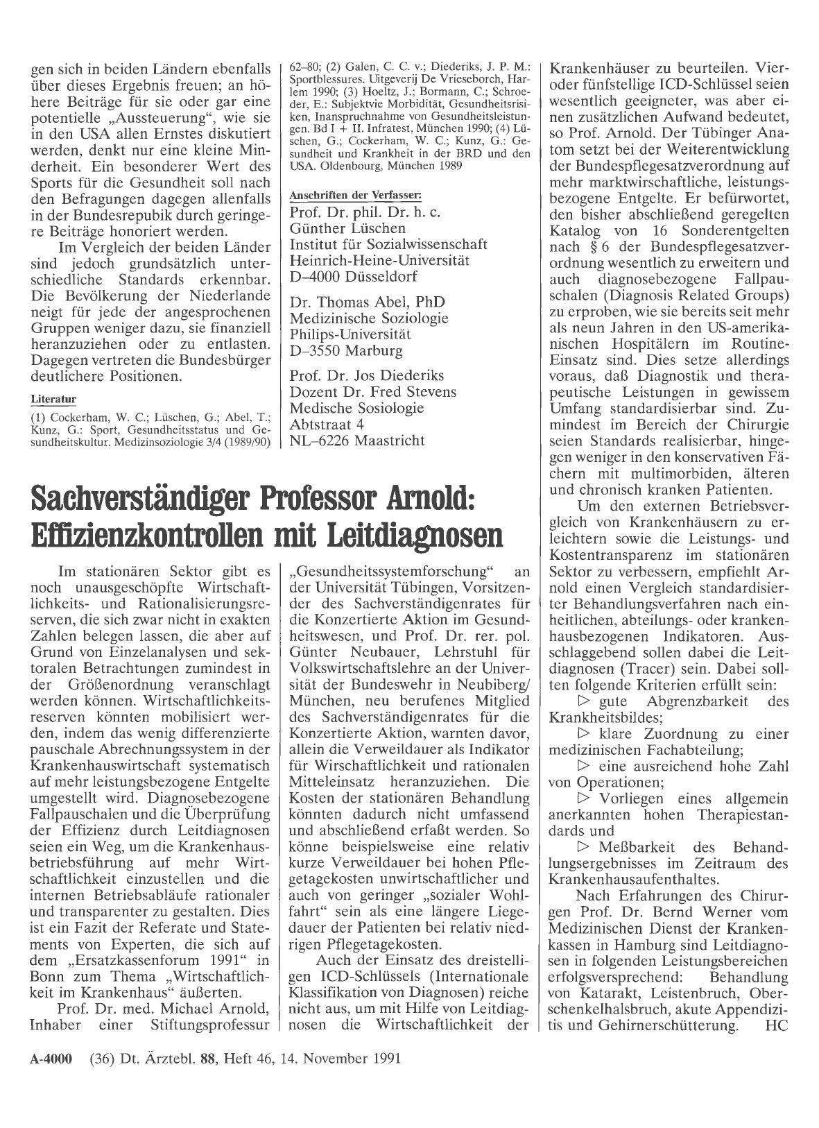 Vorschauseite 1: Sachverständiger Professor Arnold: Effizienzkontrollen mit Leitdiagnosen
