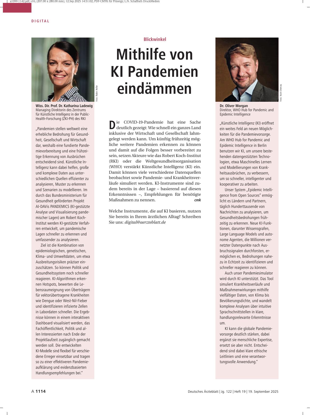 Vorschauseite 1: Blickwinkel: Mithilfe von KI Pandemien eindämmen