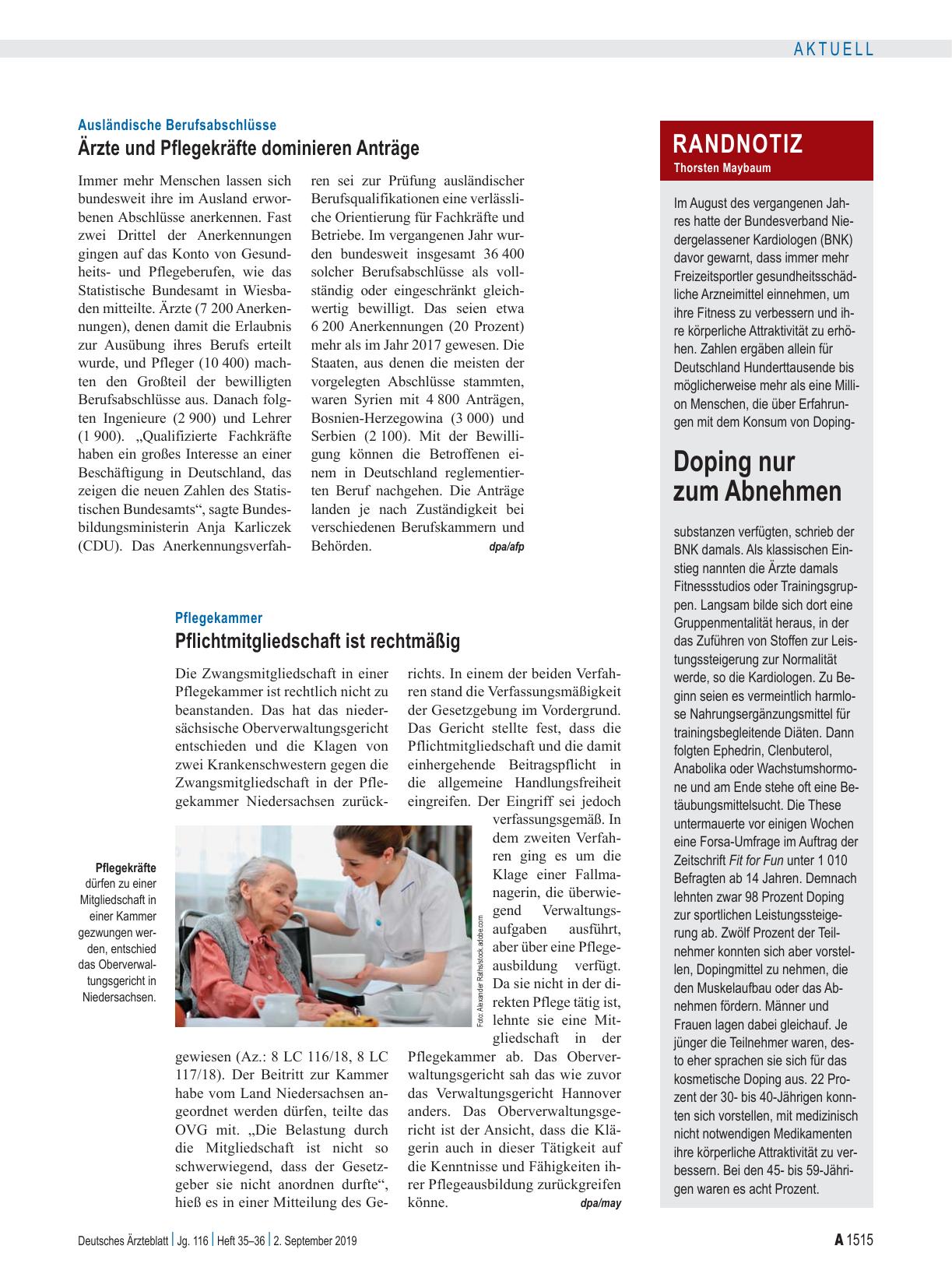 Vorschauseite 1: Ausländische Berufsabschlüsse: Ärzte und Pflegekräfte dominieren Anträge