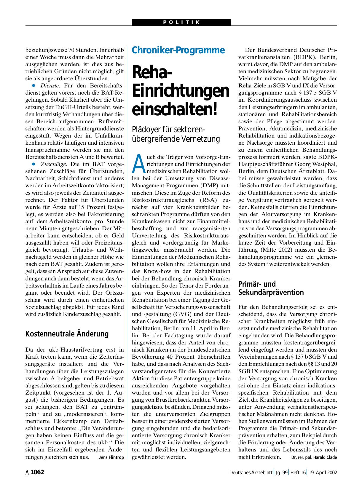 Vorschauseite 1: Chroniker-Programme: Reha-Einrichtungen einschalten!