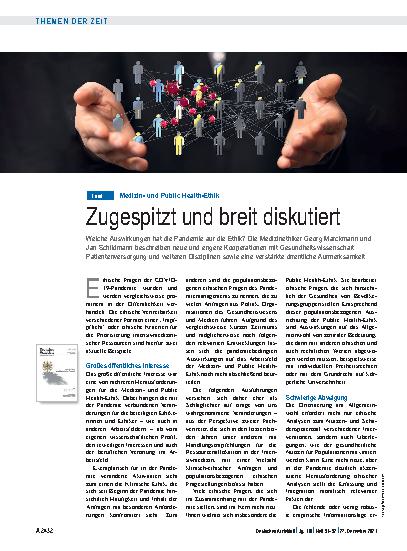 Vorschauseite 1: Medizinund Public Health-Ethik: Zugespitzt und breit diskutiert