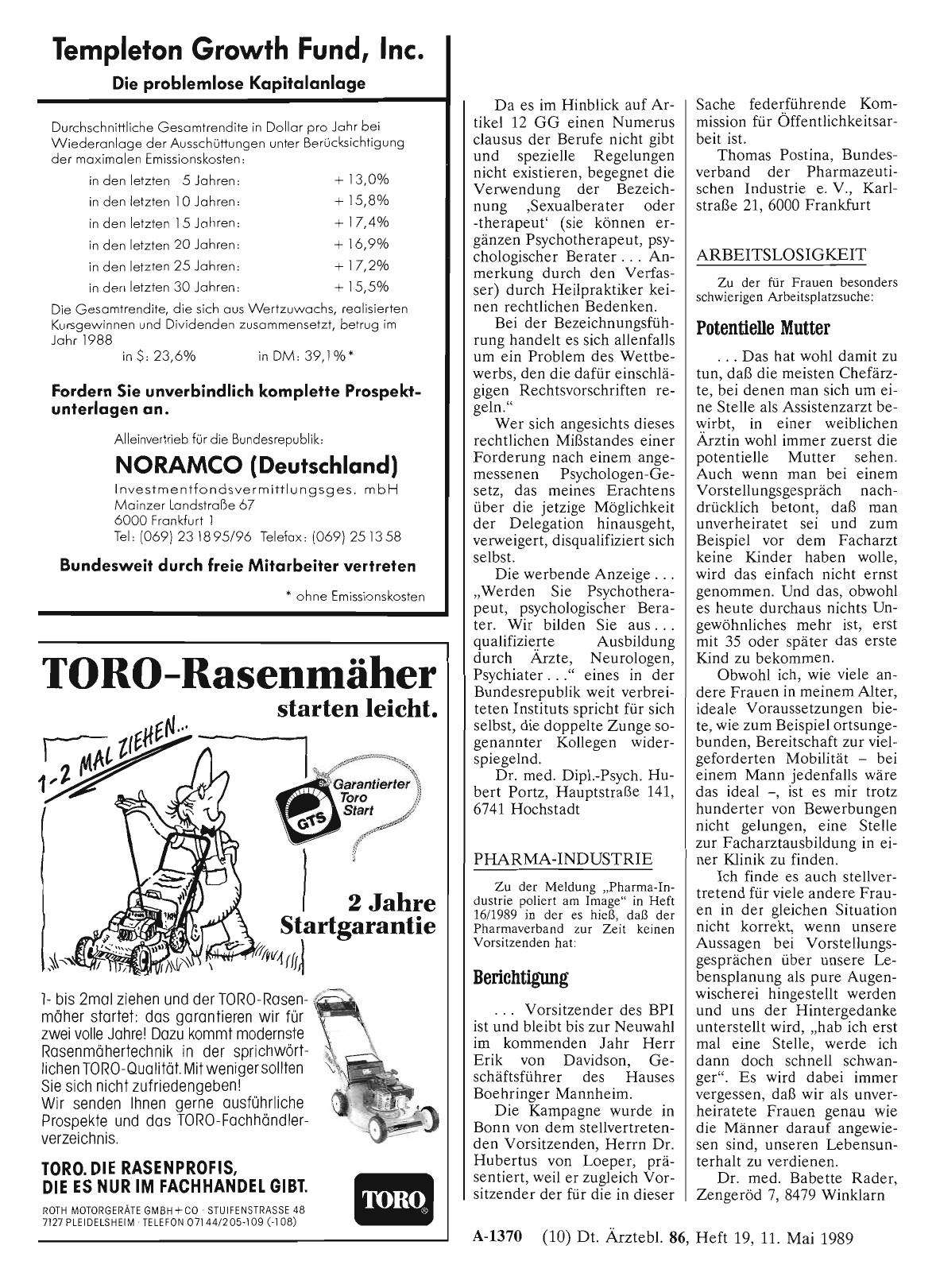 Vorschauseite 1: PHARMA-INDUSTRIE: Berichtigung