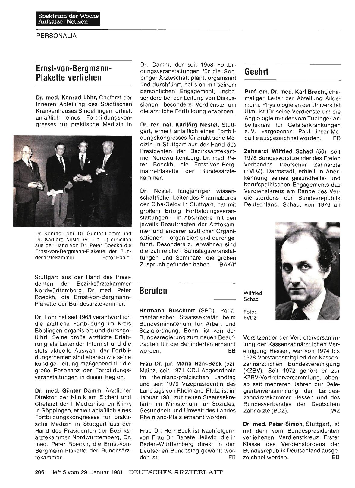 Vorschauseite 1: Ernst-von-BergmannPlakette verliehen