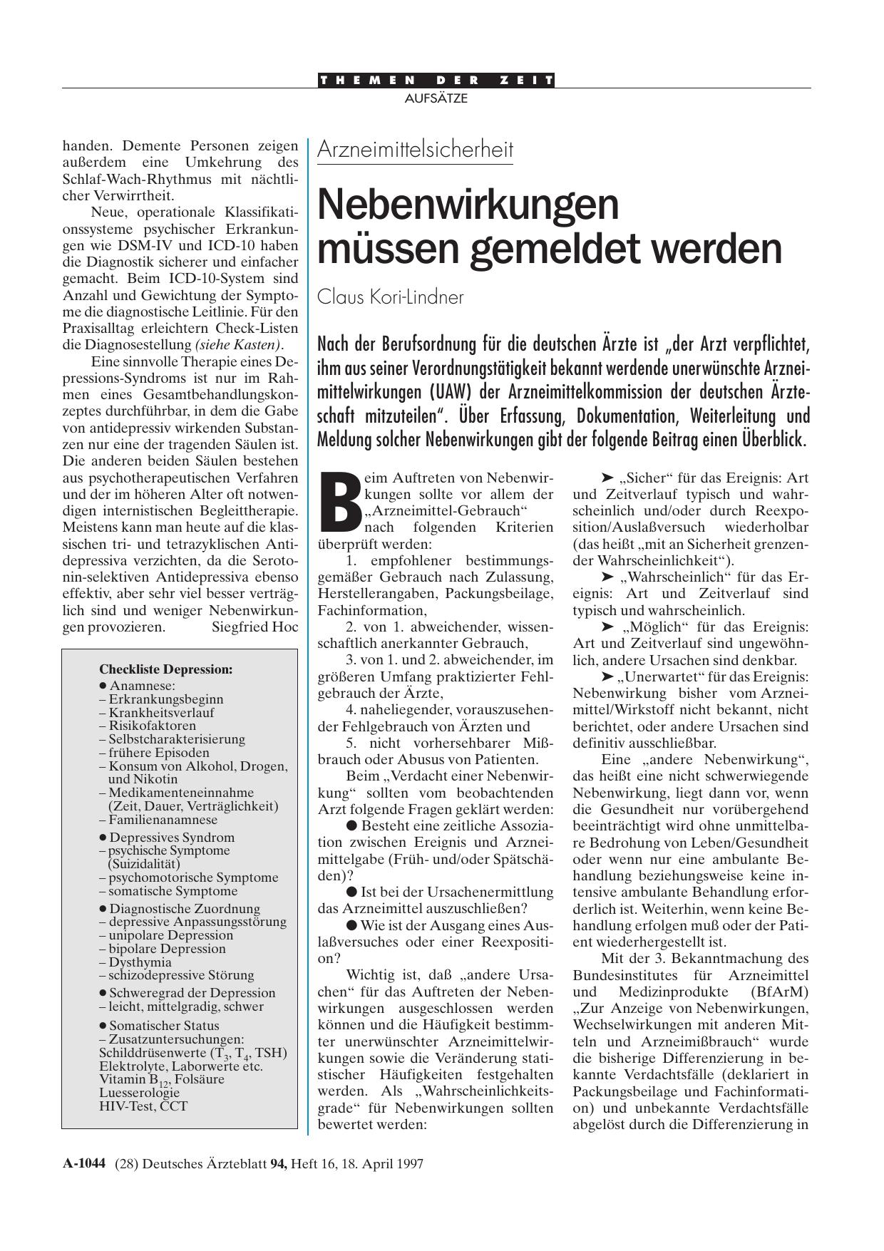 Vorschauseite 1: Arzneimittelsicherheit: Nebenwirkungen müssen gemeldet werden