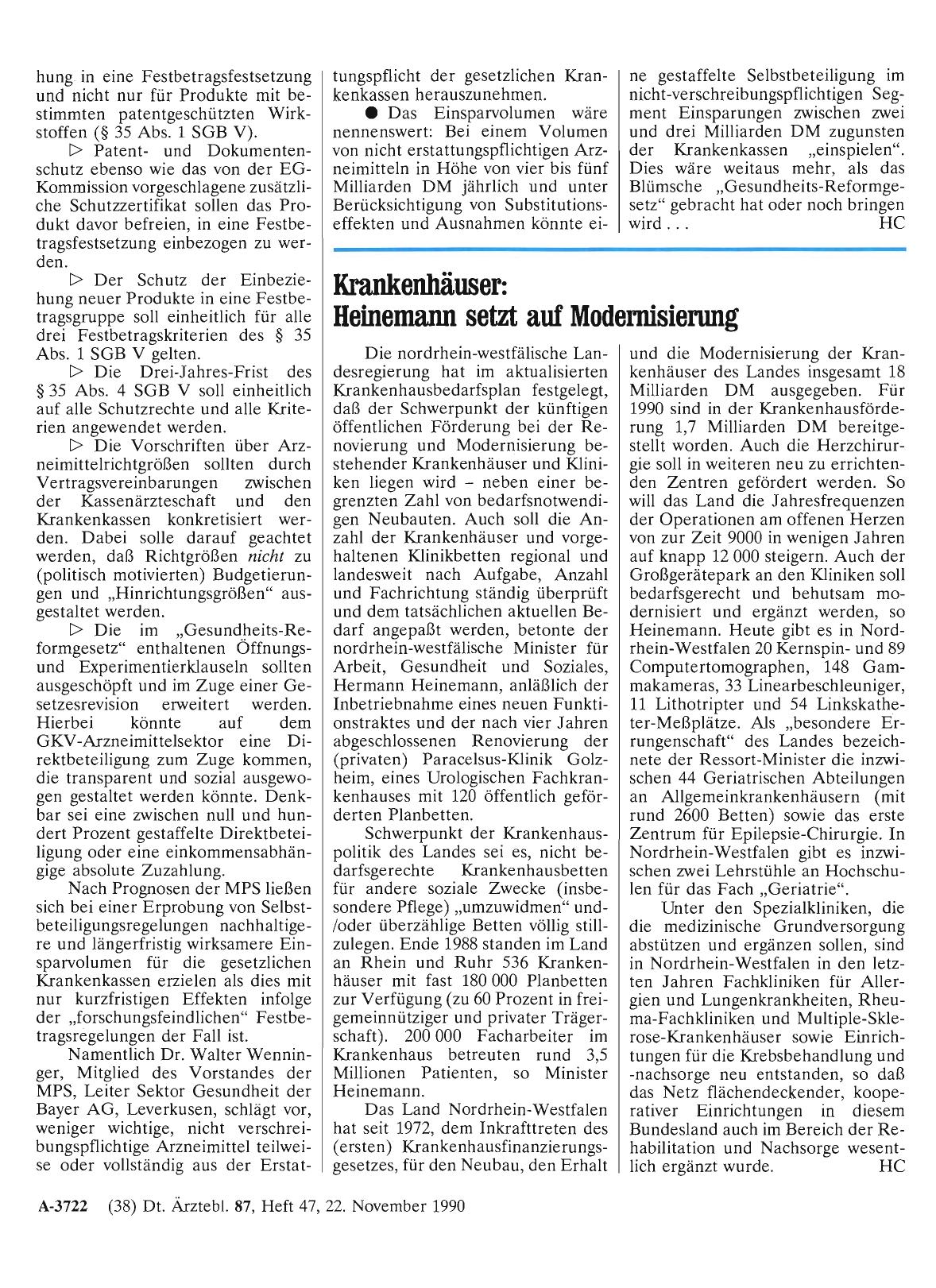 Vorschauseite 1: Krankenhäuser: Heinemann setzt auf Modernisierung