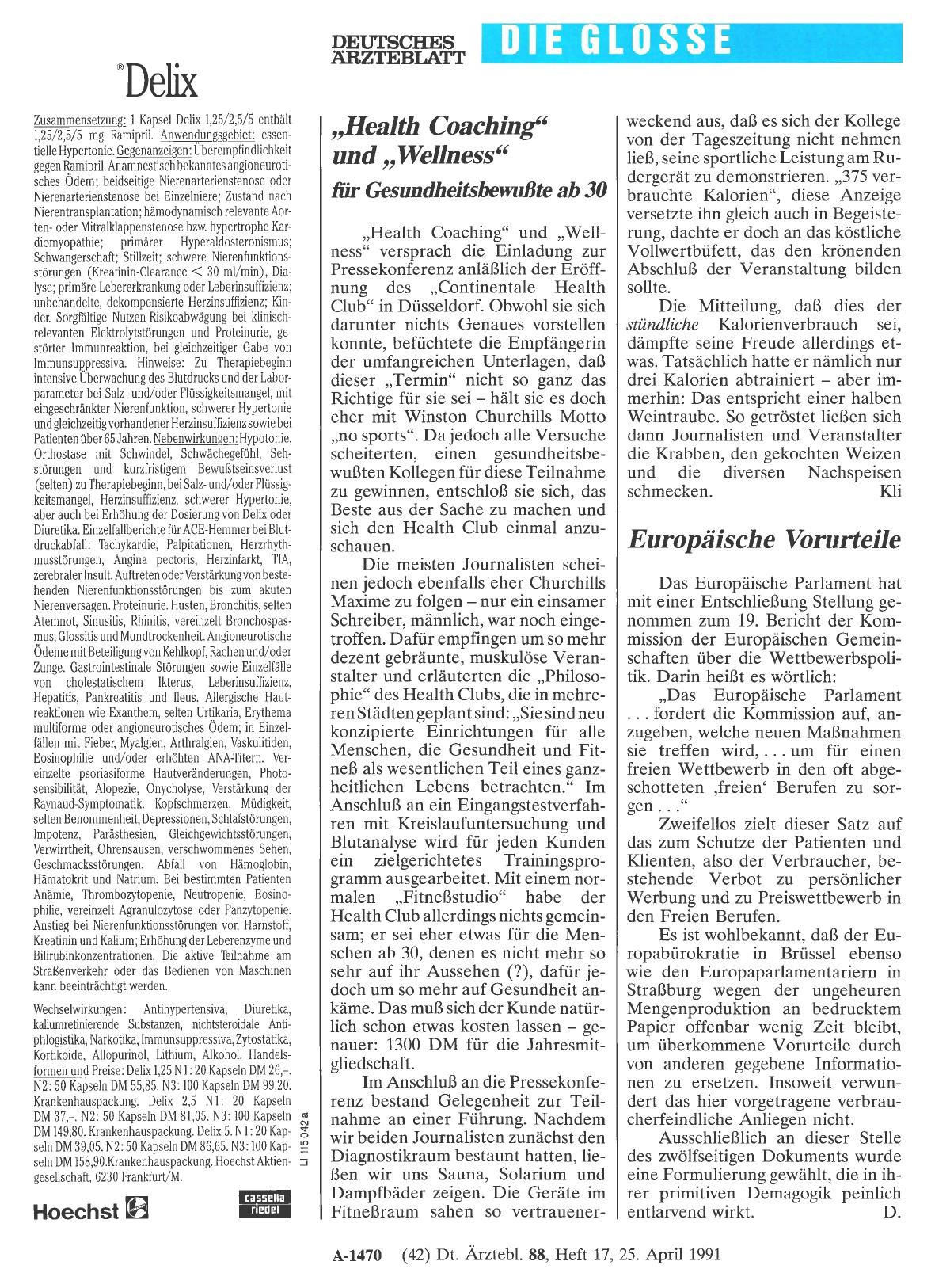 Vorschauseite 1: „Health Coaching“ und „Wellness“ für Gesundheitsbewußte ab 30