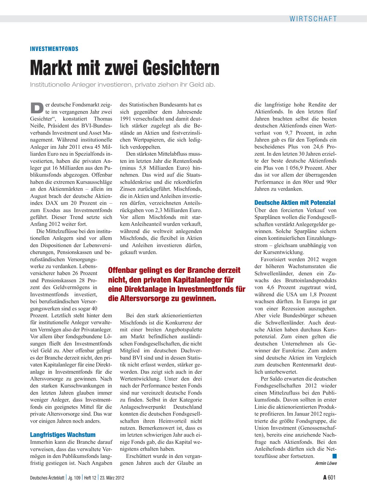 Vorschauseite 1: Investmentfonds: Markt mit zwei Gesichtern