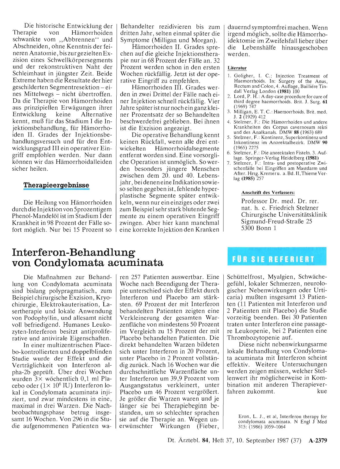 Vorschauseite 1: Interferon-Behandlung von Condylomata acuminata
