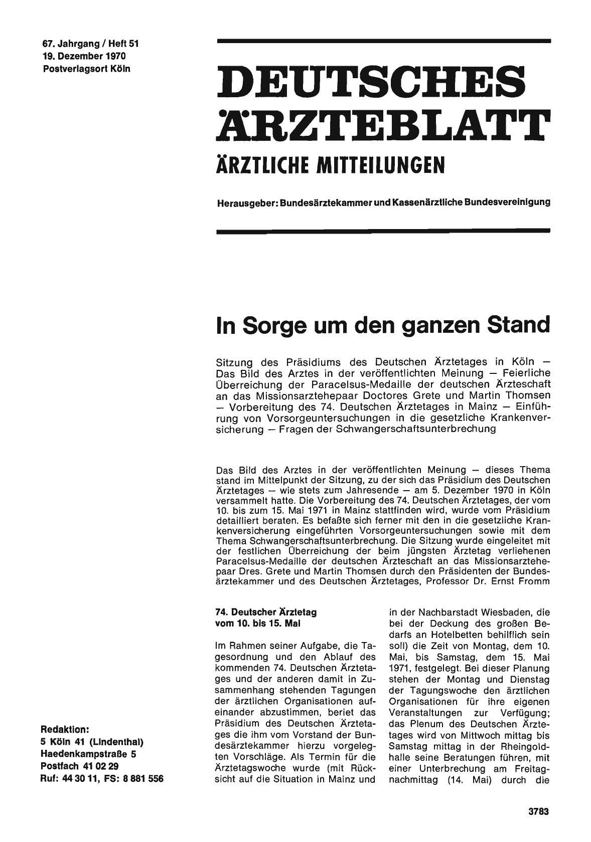 Vorschauseite 1: In Sorge um den ganzen Stand
