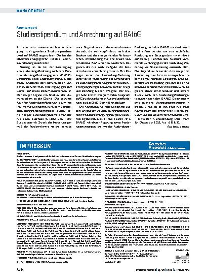 Vorschauseite 1: Rechtsreport: Studienstipendium und Anrechnung auf BAföG