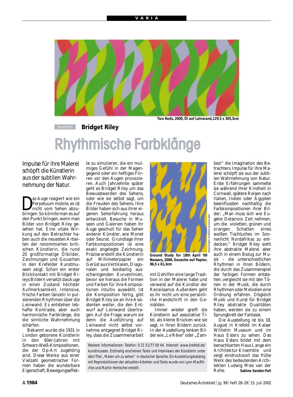 Vorschauseite 1: Bridget Riley: Rhythmische Farbklänge