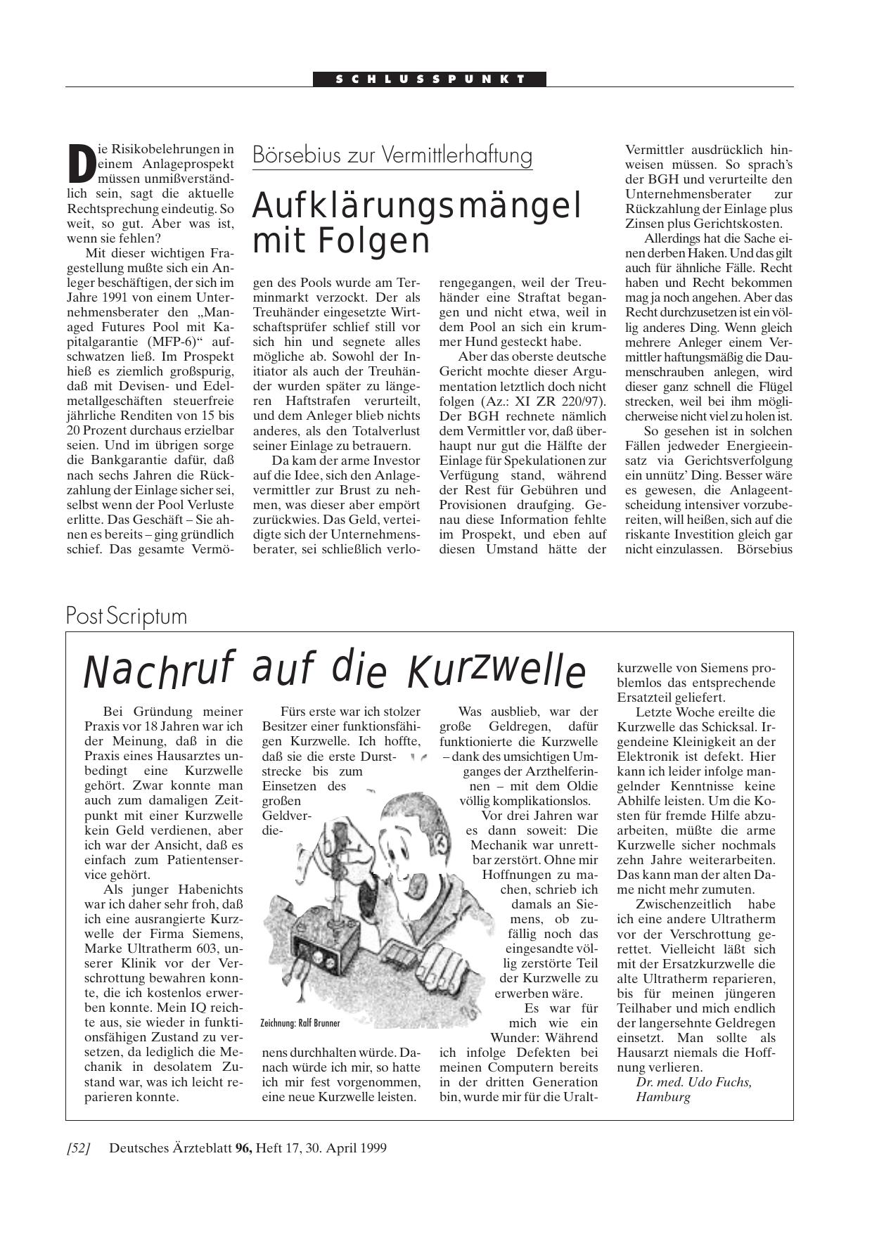Vorschauseite 1: Nachruf auf die Kurzwelle