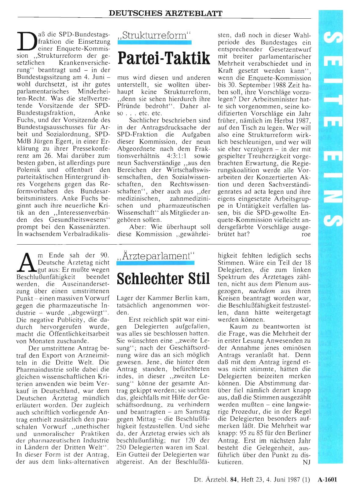 Vorschauseite 1: „Ärzteparlament„: Schlechter Stil