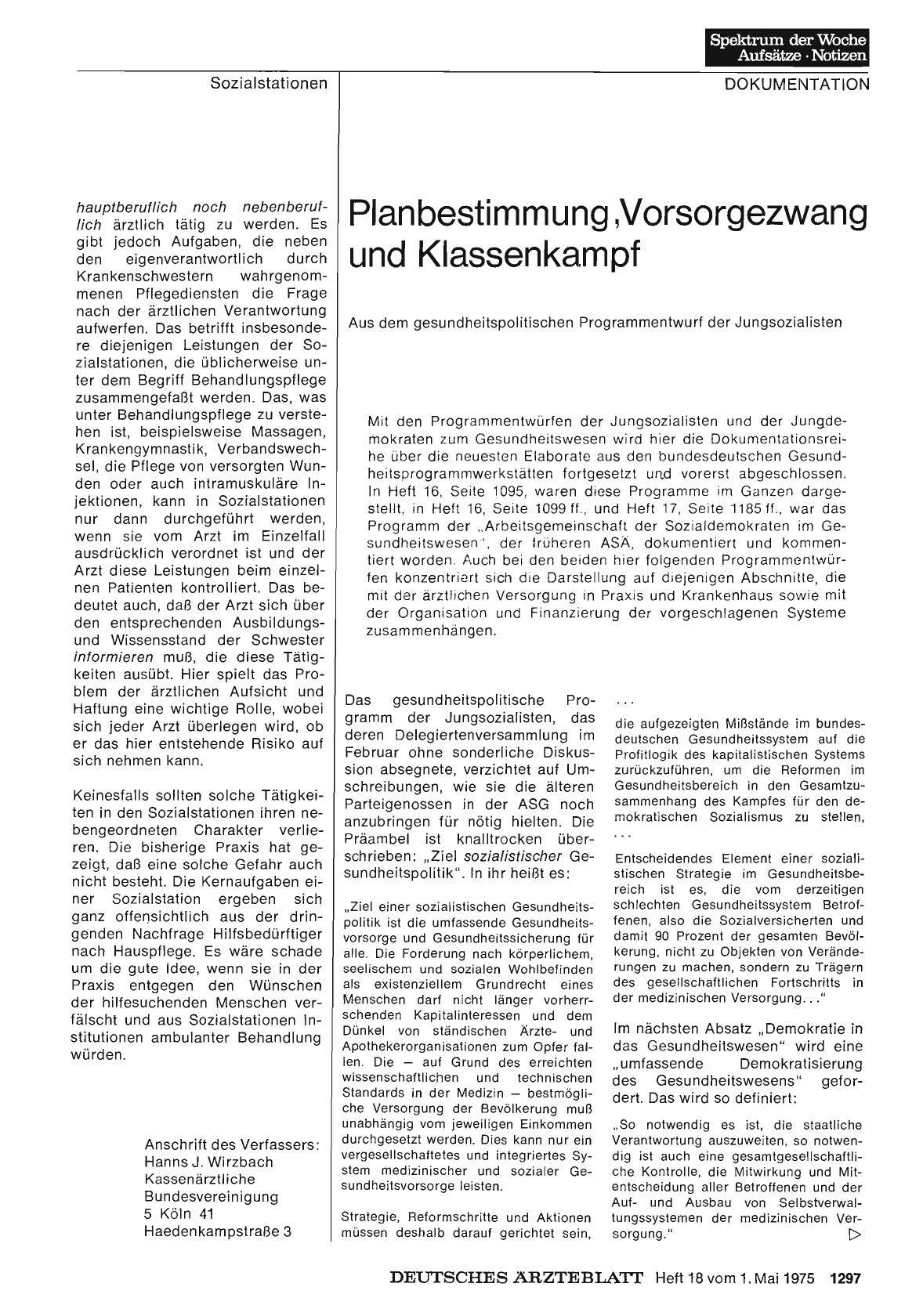 Vorschauseite 1: Planbestimmung ‚Vorsorgezwang und Klassenkampf