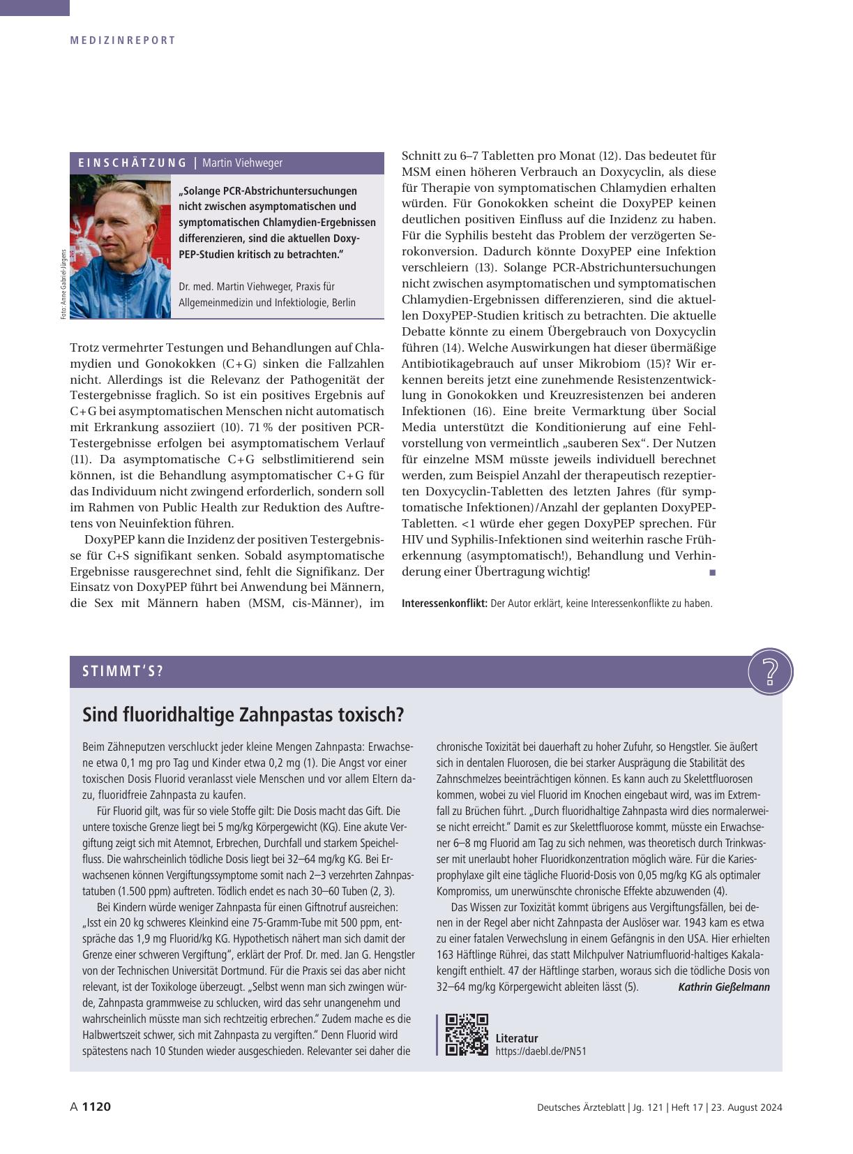 Vorschauseite 1: Sind fluoridhaltige Zahnpastas toxisch? Correction: Zahnpastas -> Zahnpasten