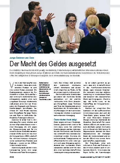 Vorschauseite 1: Junge Ärztinnen und Ärzte: Der Macht des Geldes ausgesetzt