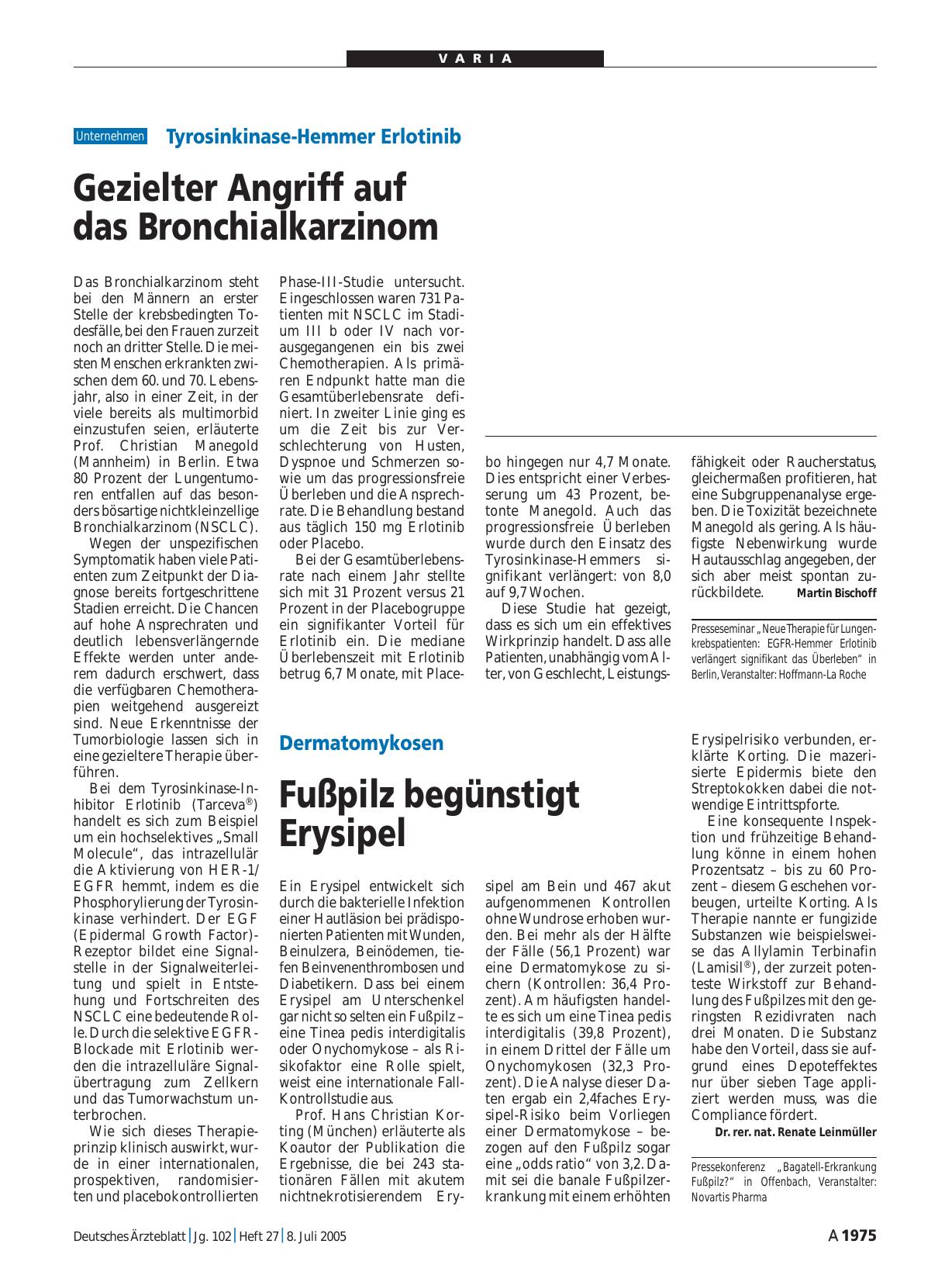 Vorschauseite 1: Dermatomykosen: Fußpilz begünstigt Erysipel