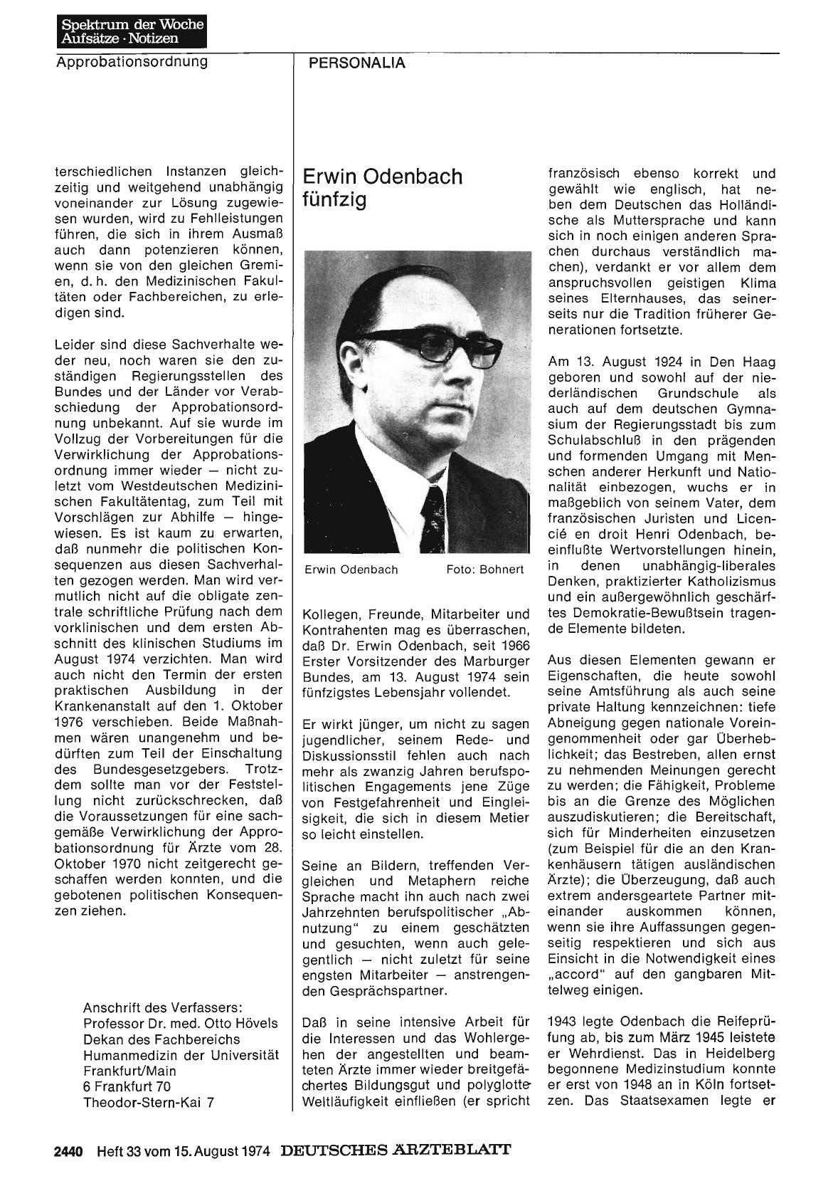 Vorschauseite 1: Erwin Odenbach fünfzig