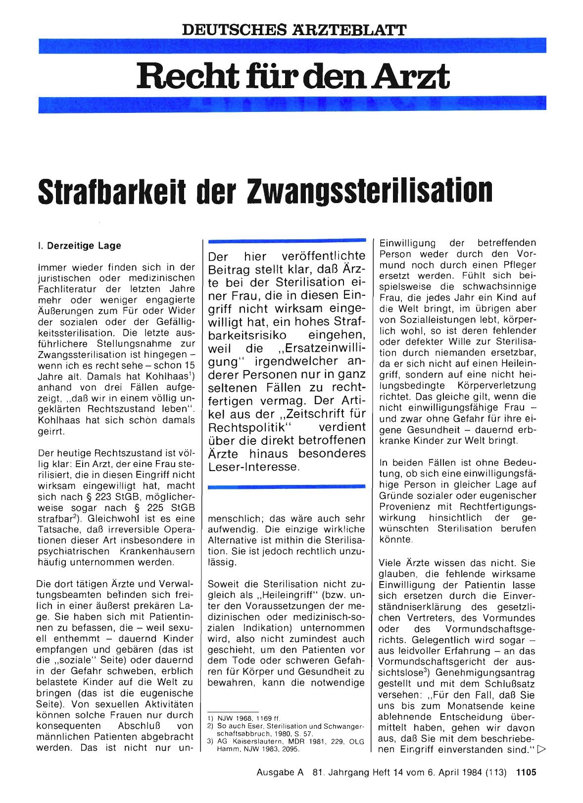 Vorschauseite 1: Strafbarkeit der Zwangssterilisation