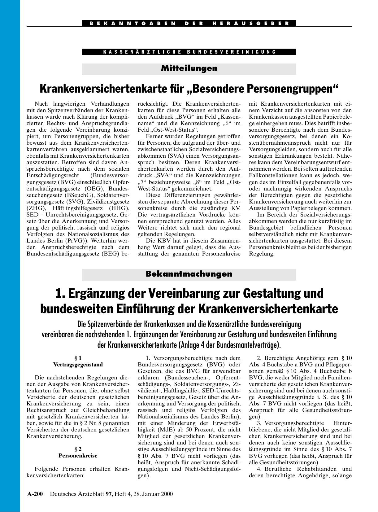 Vorschauseite 1: Krankenversichertenkarte für „Besondere Personengruppen“
