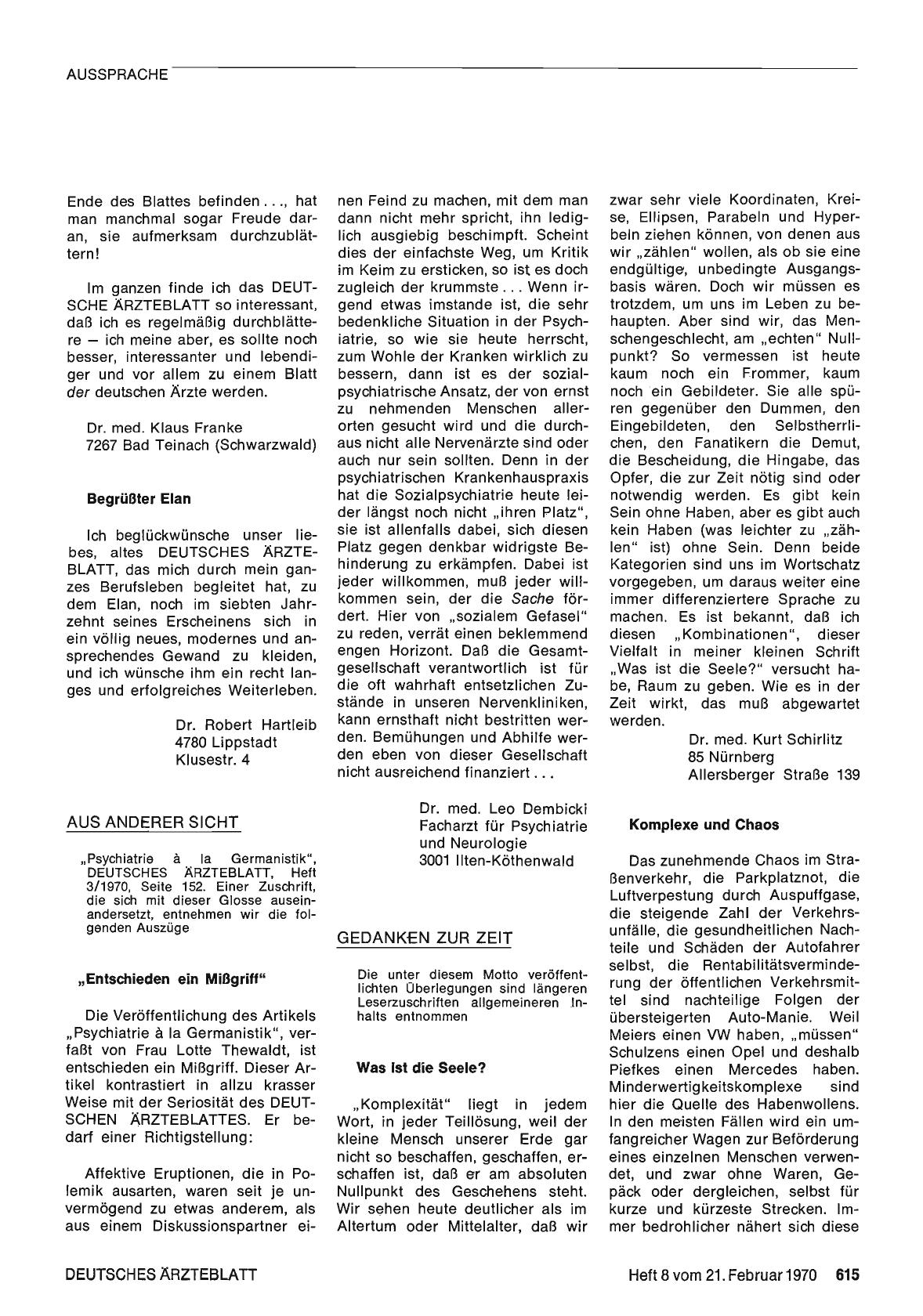 Vorschauseite 1: Leserkritik: Begrüßter Elan