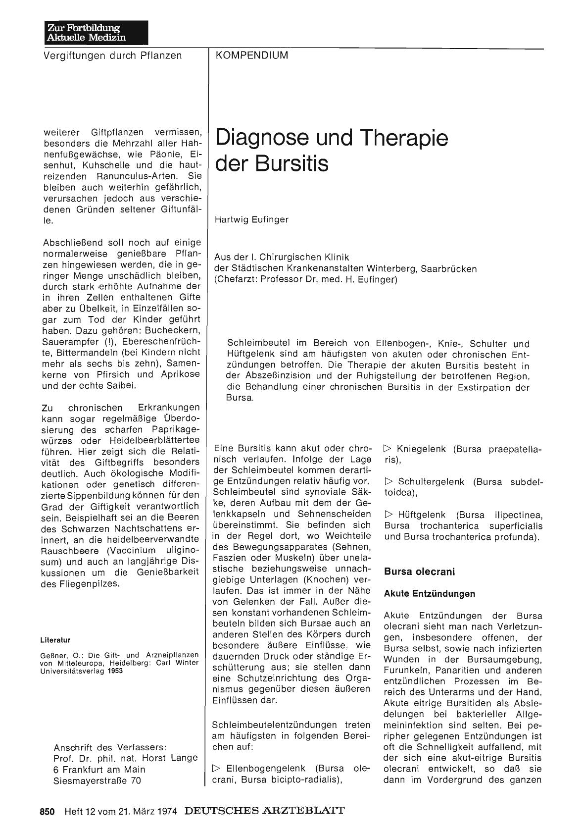 Vorschauseite 1: Diagnose und Therapie der Bursitis
