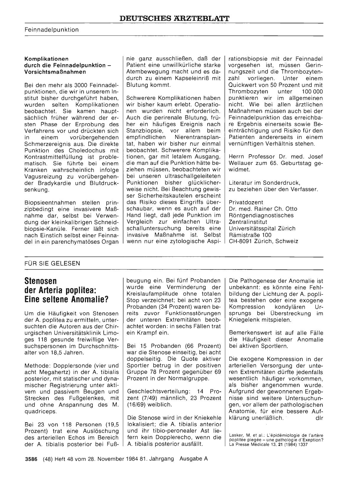 Vorschauseite 1: Stenosen der Arteria poplitea: Eine seltene Anomalie?