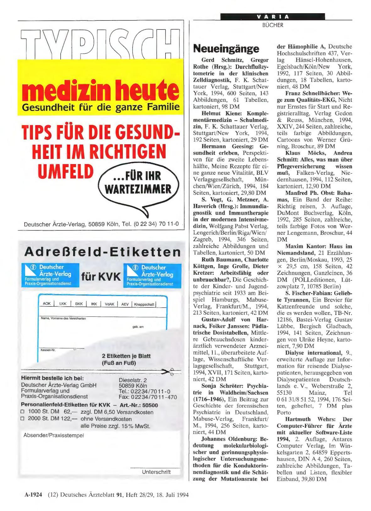 Vorschauseite 1: Neueingänge