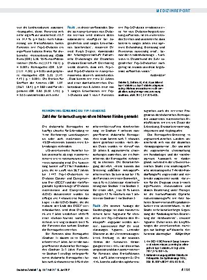 Vorschauseite 1: Retinopathie-Screening bei Typ-1-Diabetes: Zahl der Untersuchungen ohne höheres Risiko gesenkt