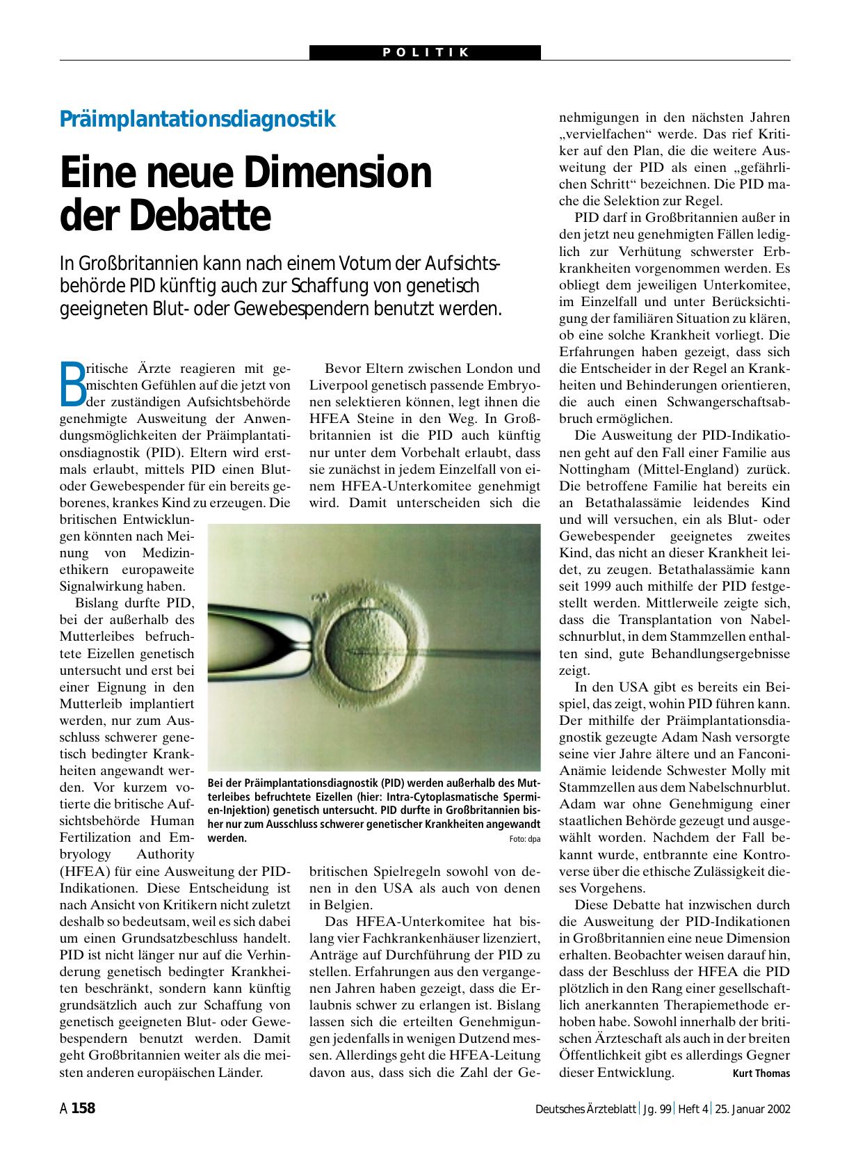 Vorschauseite 1: Präimplantationsdiagnostik: Eine neue Dimension der Debatte