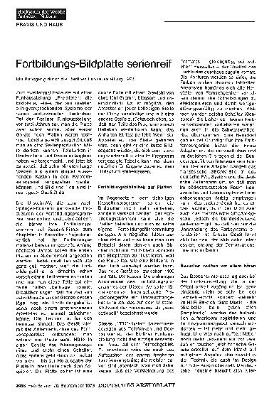Vorschauseite 1: Fortbildungs-Bildplatte serienreif: Ein Rundgang durch die Berliner Funkausstellung 1973