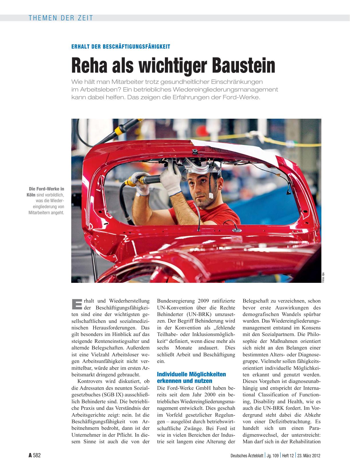 Vorschauseite 1: Erhalt der Beschäftigungsfähigkeit: Reha als wichtiger Baustein